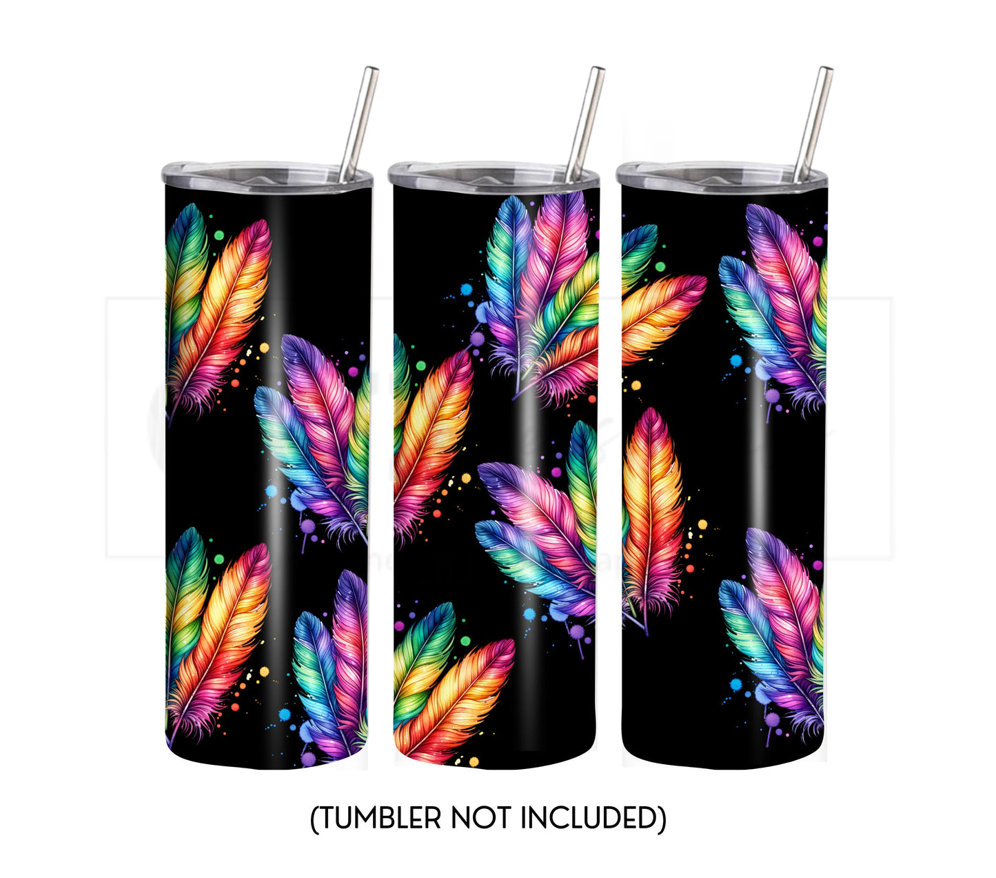 Boho Feathers 20 oz Skinny Tumbler Sublimation Design - PNG Instant  - DIGITAL DOWNLOAD