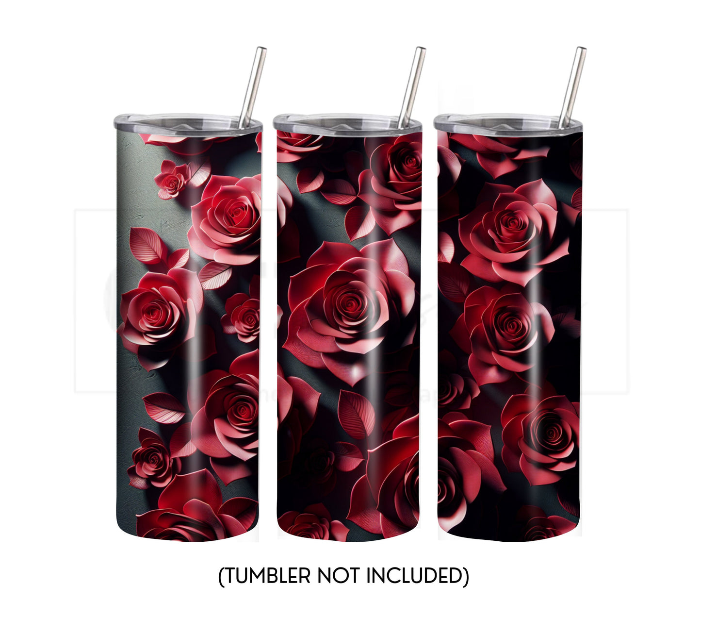Rose 20 oz Skinny Tumbler Sublimation Design - PNG Instant  - DIGITAL DOWNLOAD