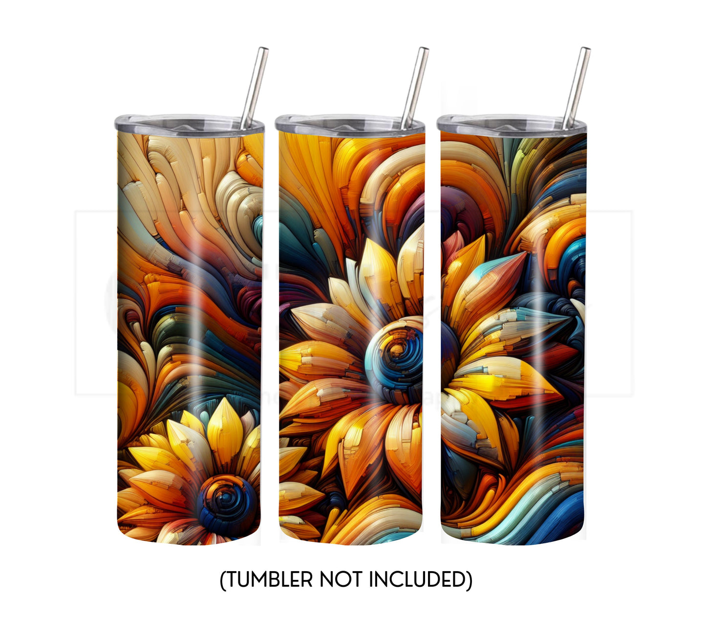 Sunflower Art 20 oz Skinny Tumbler Sublimation Design - PNG Instant  - DIGITAL DOWNLOAD