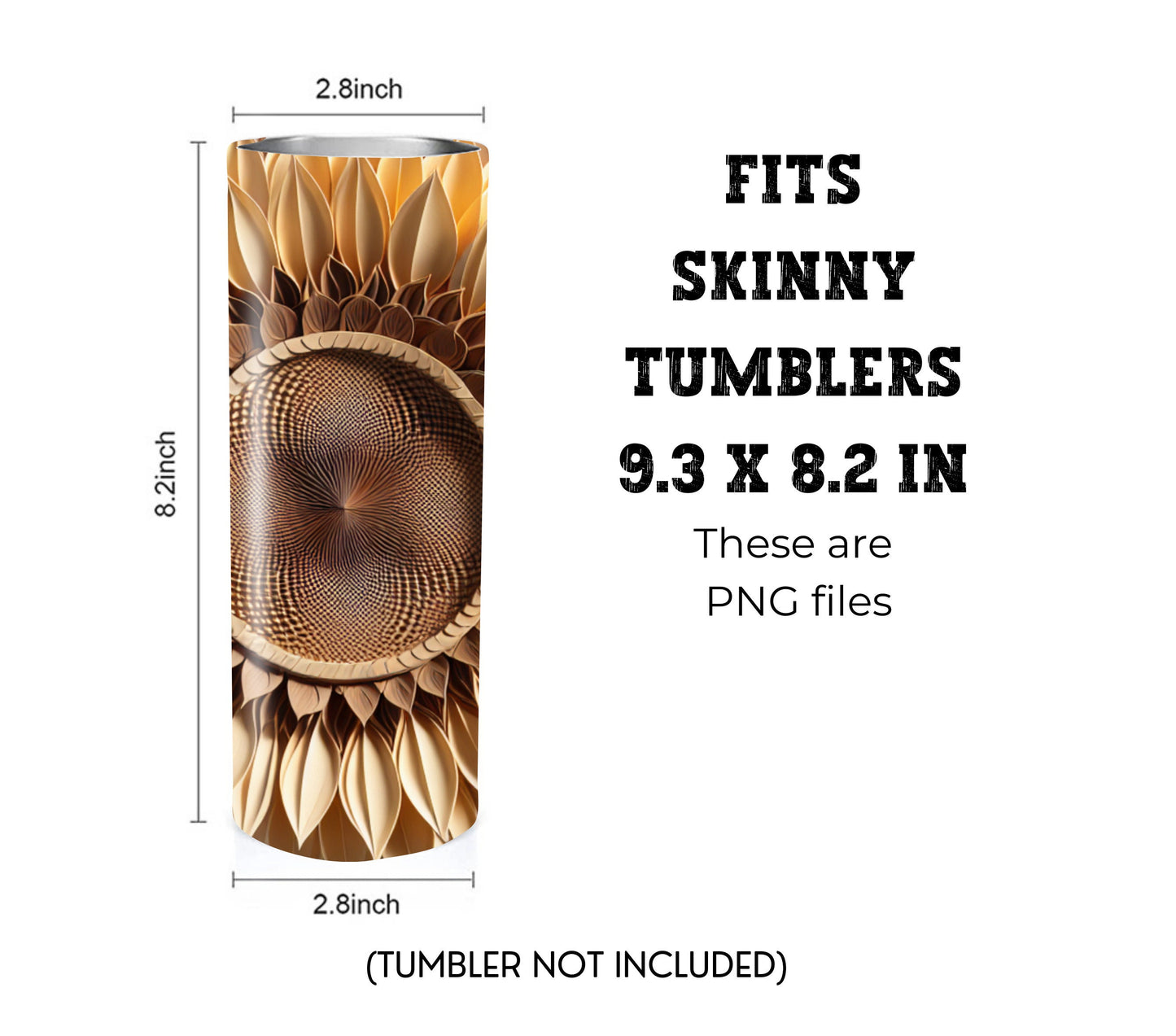 Sunflower 20 oz Skinny Tumbler Sublimation Design - PNG Instant  - DIGITAL DOWNLOAD