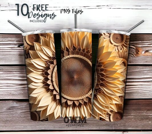 Sunflower 20 oz Skinny Tumbler Sublimation Design - PNG Instant  - DIGITAL DOWNLOAD