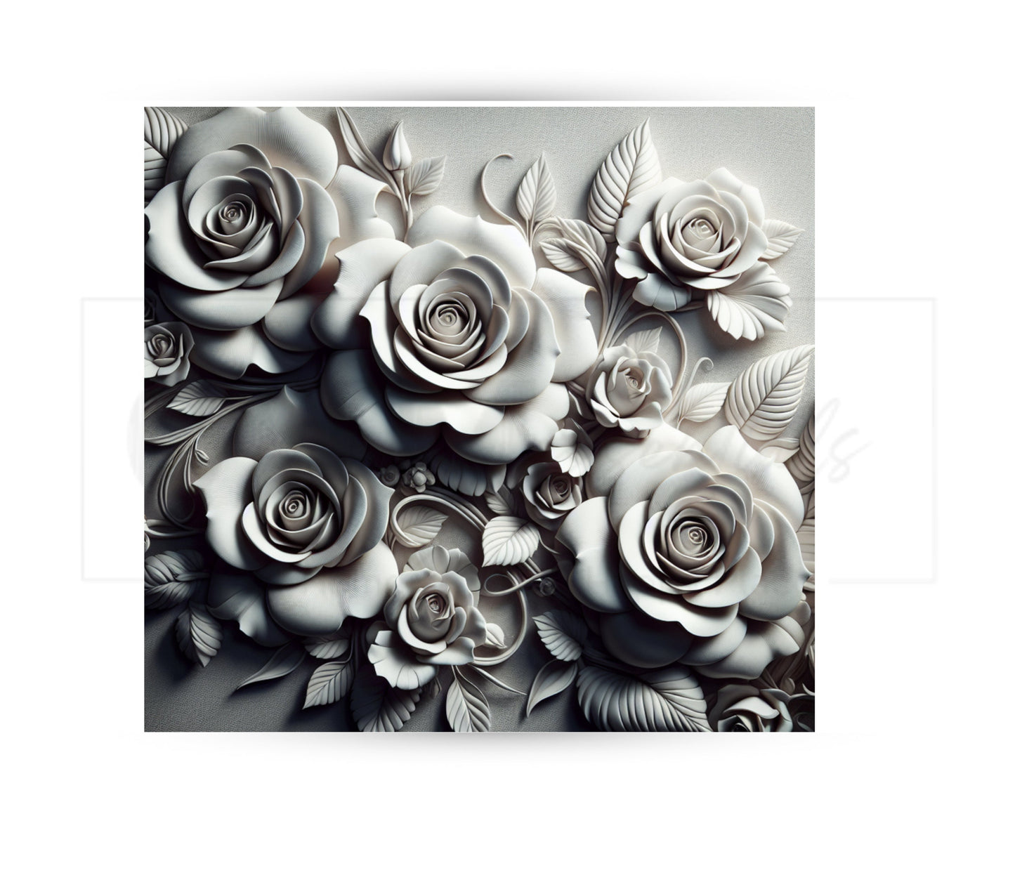 White Rose 20 oz Skinny Tumbler Sublimation Design - PNG Instant  - DIGITAL DOWNLOAD