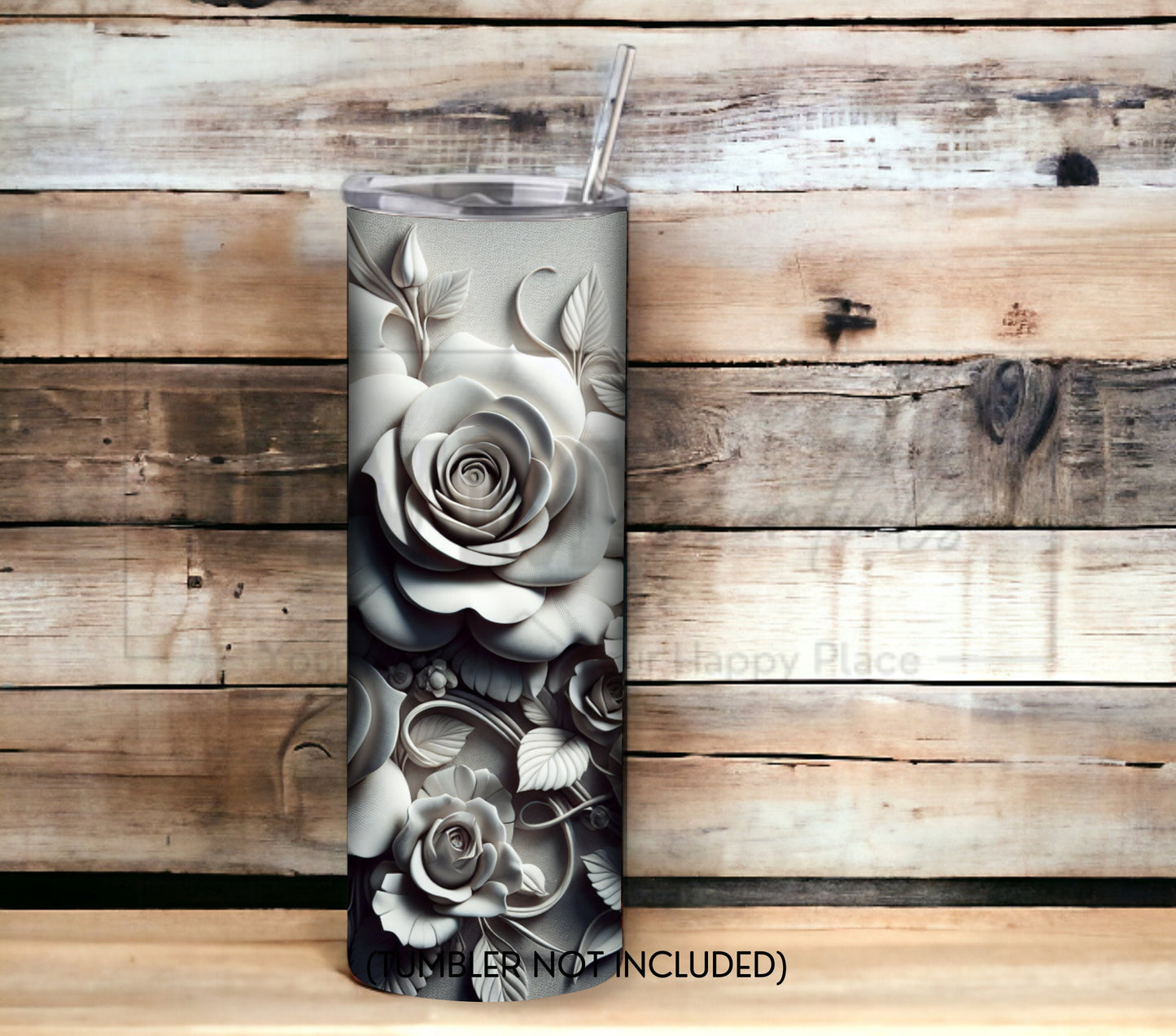 White Rose 20 oz Skinny Tumbler Sublimation Design - PNG Instant  - DIGITAL DOWNLOAD