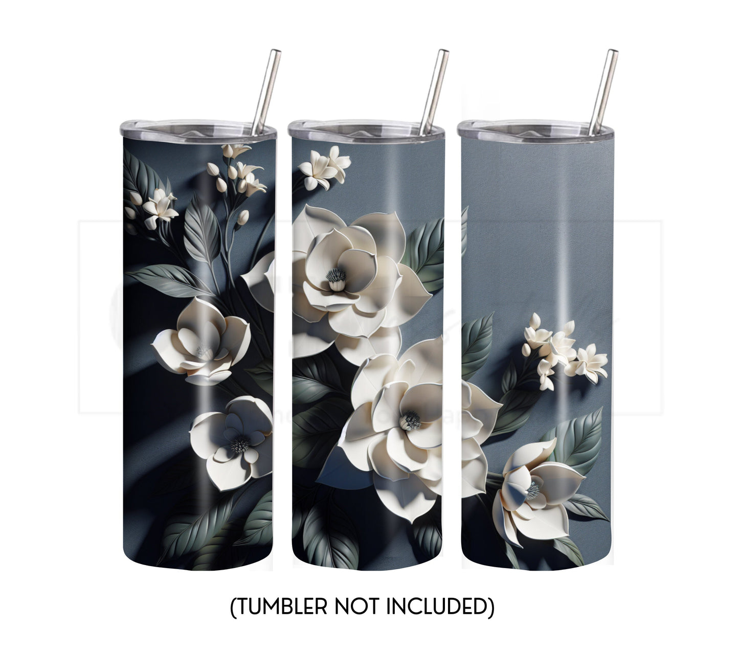 Gardenia 20 oz Skinny Tumbler Sublimation Design - PNG Instant  - DIGITAL DOWNLOAD