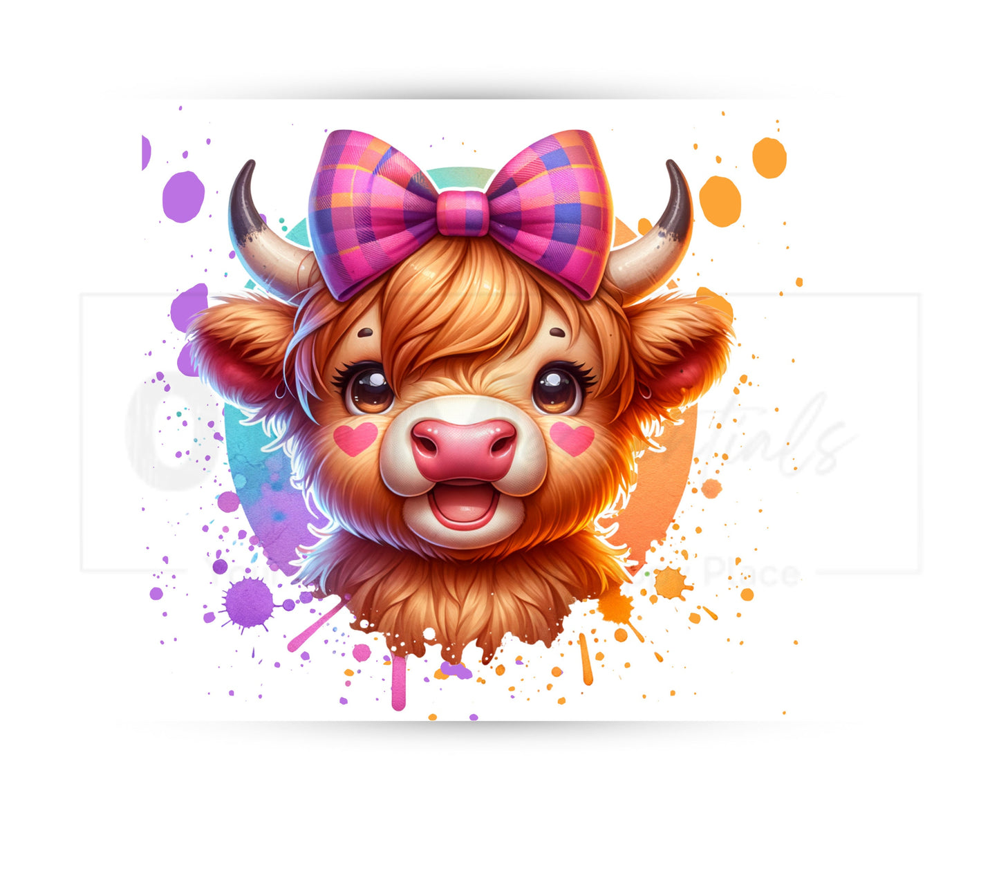 Cute Highland Cow 20 oz Skinny Tumbler Sublimation Design - PNG Instant  - DIGITAL DOWNLOAD