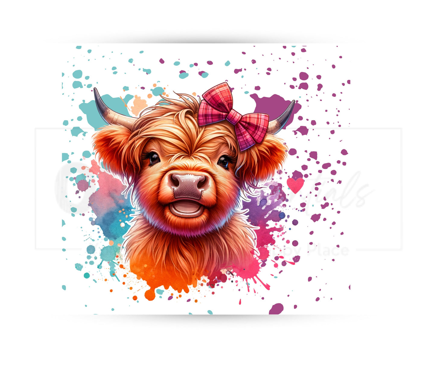 Cute Highland Cow 20 oz Skinny Tumbler Sublimation Design - PNG Instant  - DIGITAL DOWNLOAD