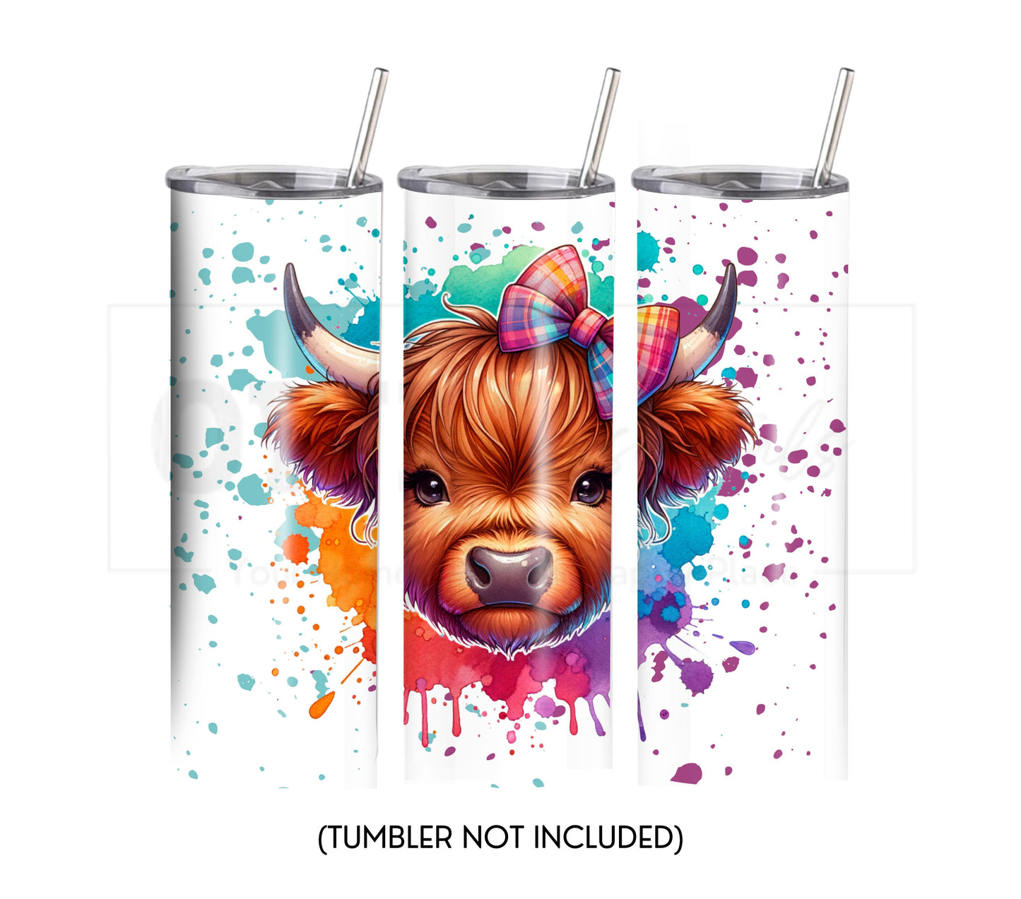 Cute Highland Cow 20 oz Skinny Tumbler Sublimation Design - PNG Instant  - DIGITAL DOWNLOAD