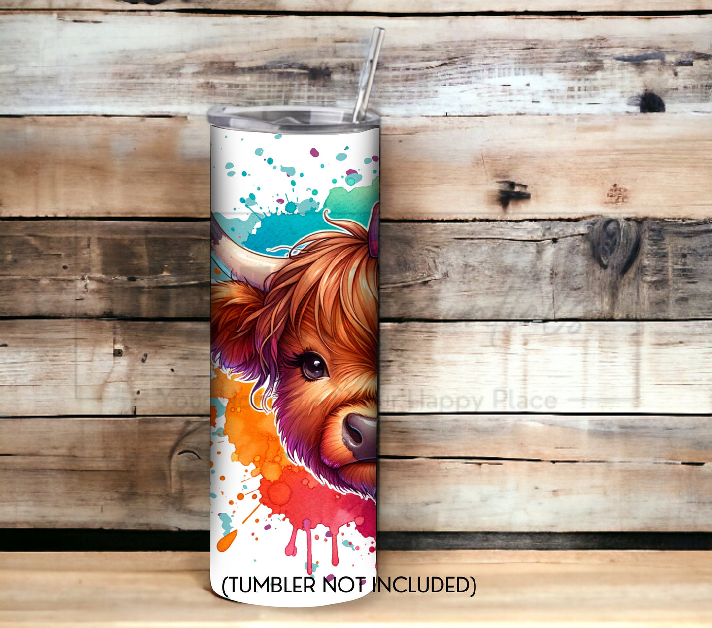 Cute Highland Cow 20 oz Skinny Tumbler Sublimation Design - PNG Instant  - DIGITAL DOWNLOAD