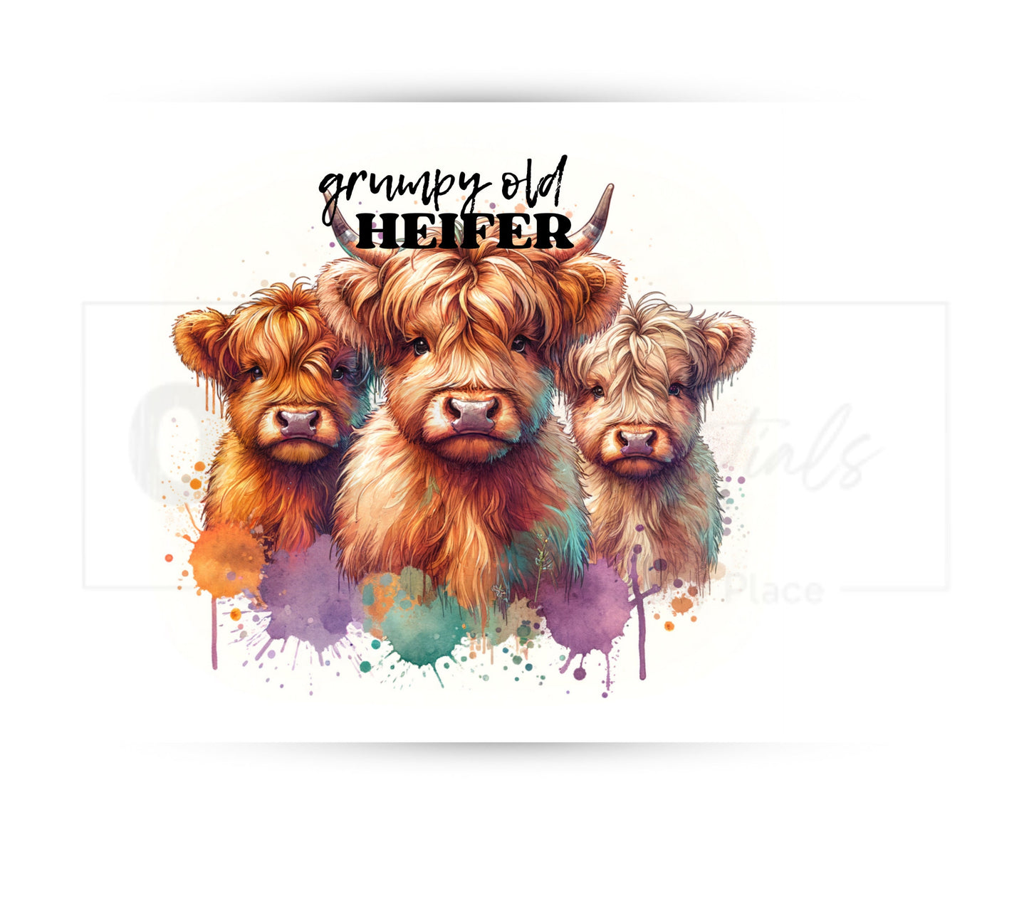 Grumpy Highland Cow 20 oz Skinny Tumbler Sublimation Design - PNG Instant  - DIGITAL DOWNLOAD