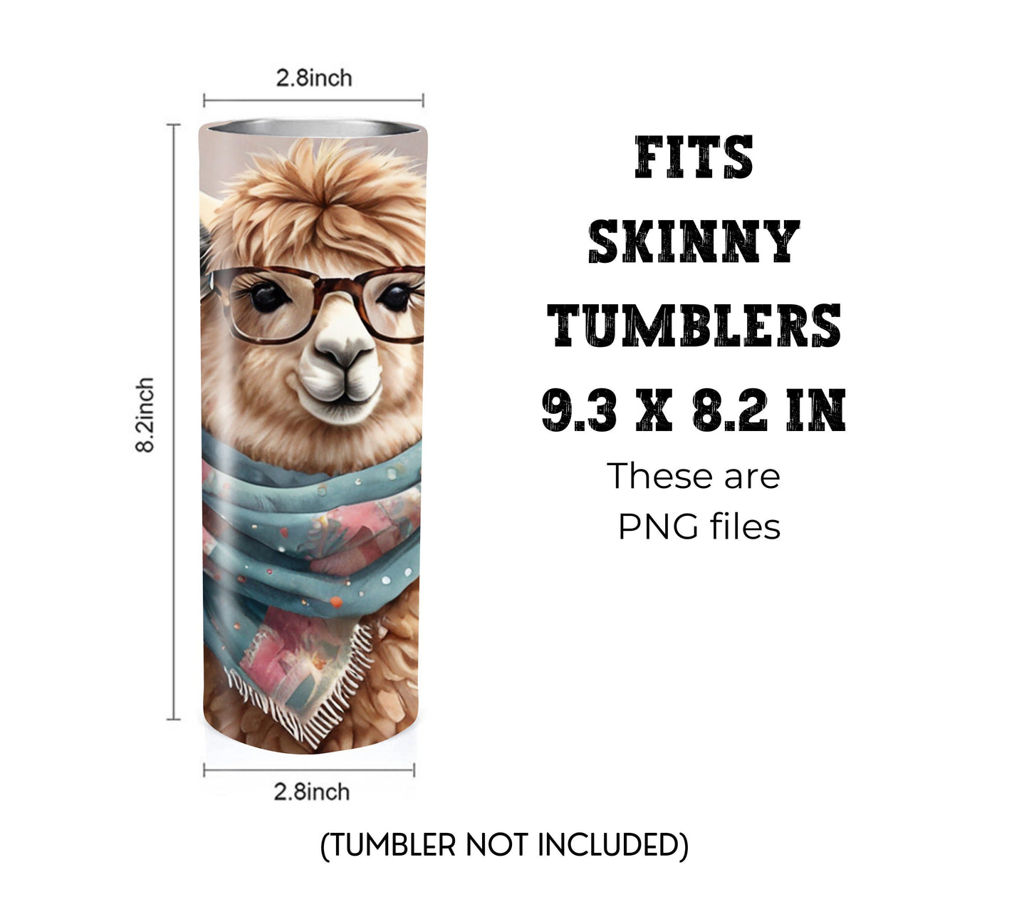 Alpaca 20 oz Skinny Tumbler Sublimation Design - PNG Instant  - DIGITAL DOWNLOAD