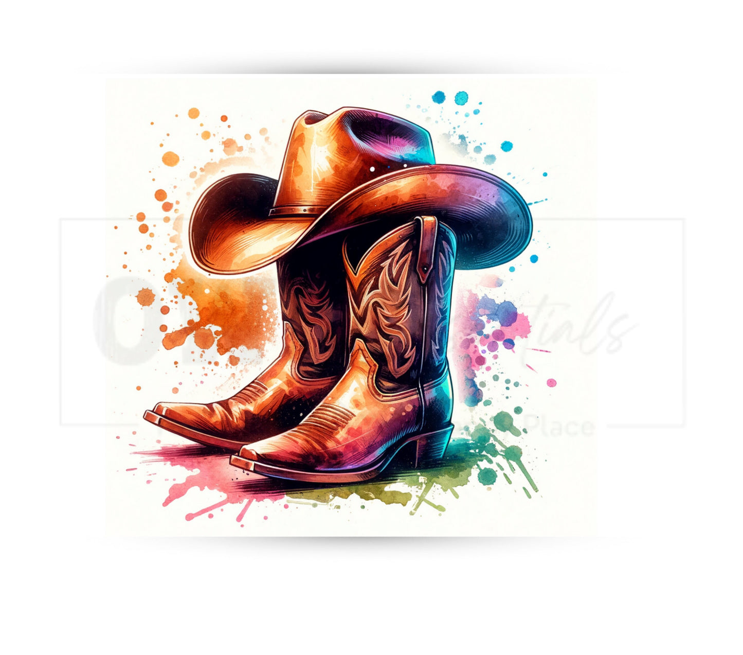 Cowboy Hat and Boots 20 oz Skinny Tumbler Sublimation Design - PNG Instant  - DIGITAL DOWNLOAD