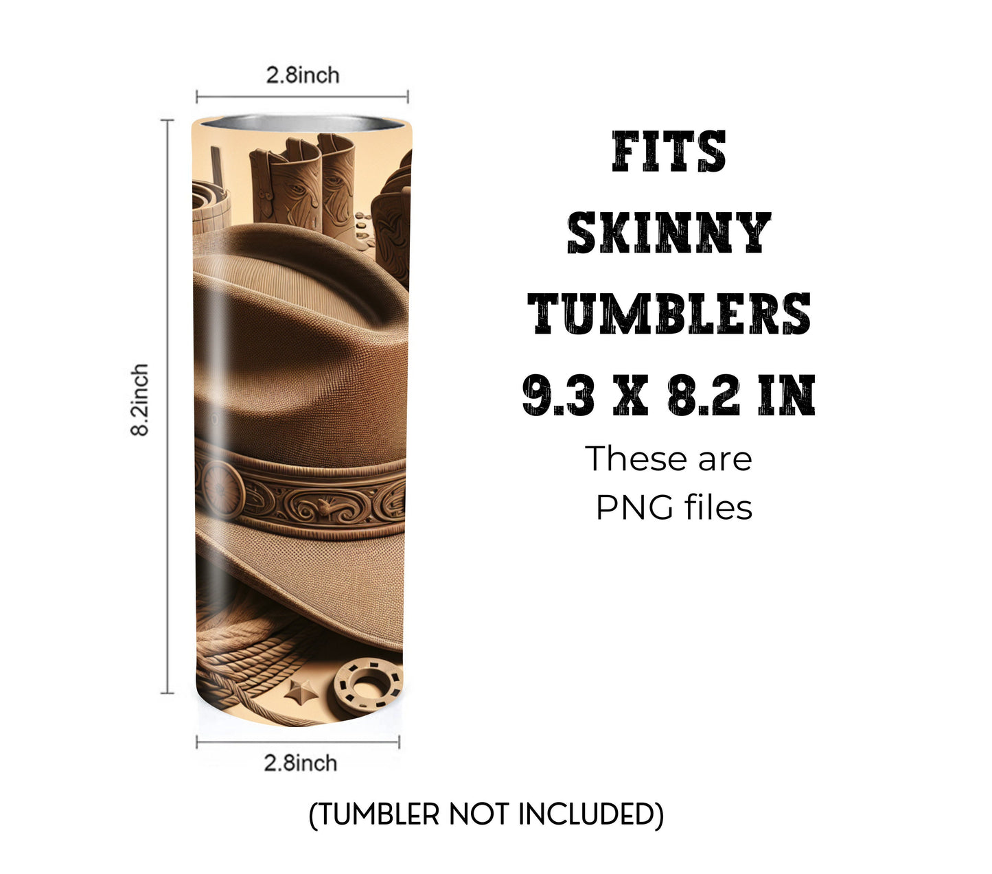 Cowboy Hat and Boots 20 oz Skinny Tumbler Sublimation Design - PNG Instant  - DIGITAL DOWNLOAD