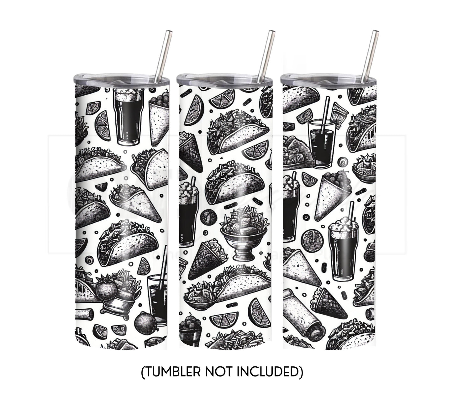 Tacos and Tequila Cinco De Mayo 20 oz Skinny Tumbler Sublimation Design - PNG Instant  - DIGITAL DOWNLOAD