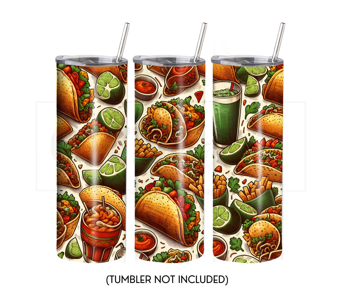 Tacos and Tequila Cinco De Mayo 20 oz Skinny Tumbler Sublimation Design - PNG Instant  - DIGITAL DOWNLOAD