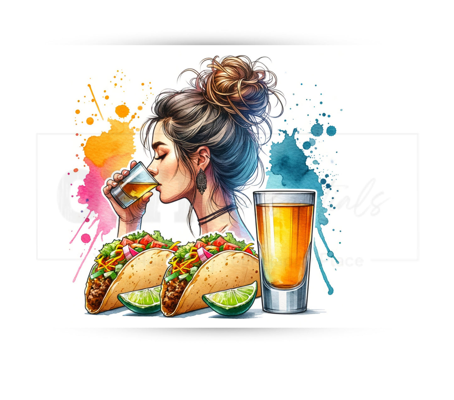Tacos and Tequila Cinco De Mayo 20 oz Skinny Tumbler Sublimation Design - PNG Instant  - DIGITAL DOWNLOAD