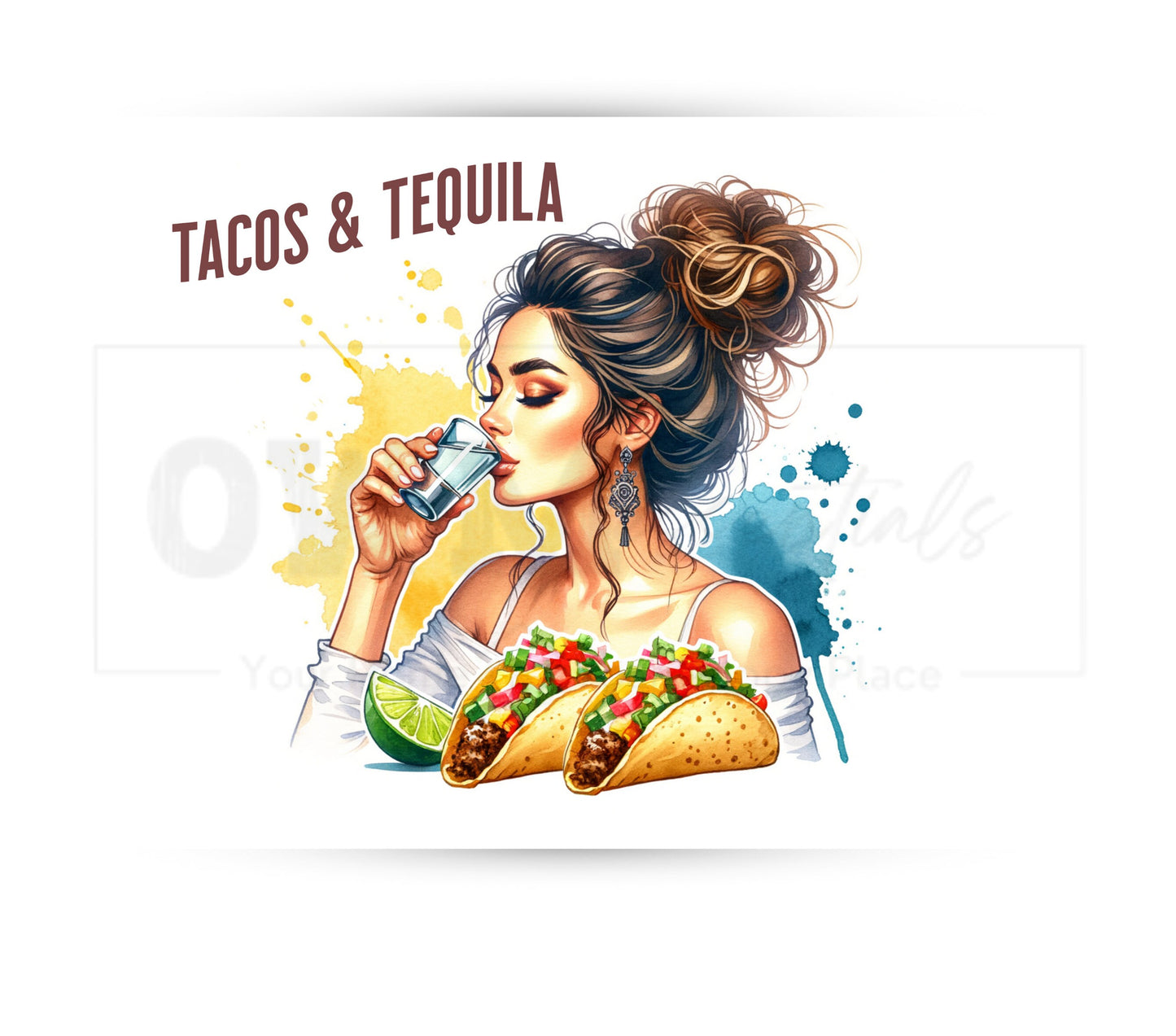 Tacos and Tequila Cinco De Mayo 20 oz Skinny Tumbler Sublimation Design - PNG Instant  - DIGITAL DOWNLOAD