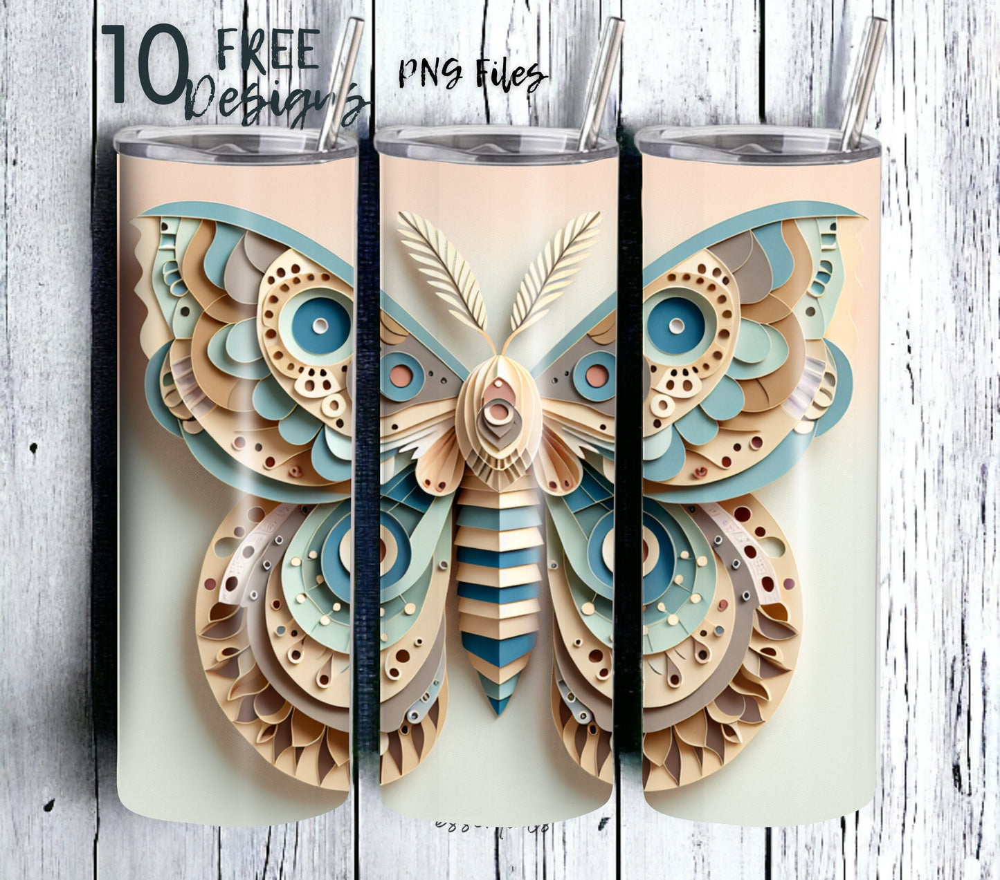 Moth 20 oz Skinny Tumbler Sublimation Design - PNG Instant  - DIGITAL DOWNLOAD