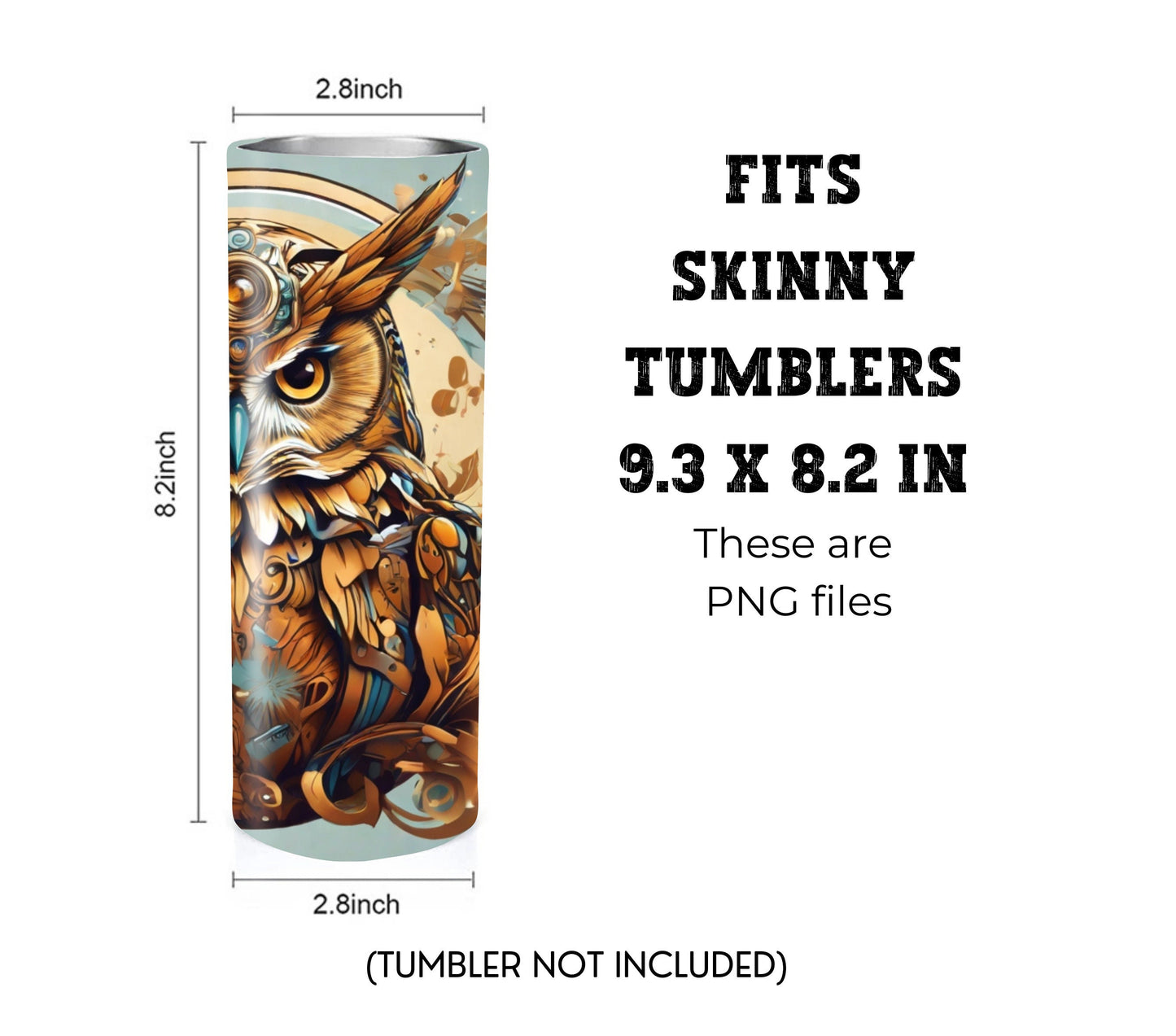 Owl 20 oz Skinny Tumbler Sublimation Design - PNG Instant  - DIGITAL DOWNLOAD