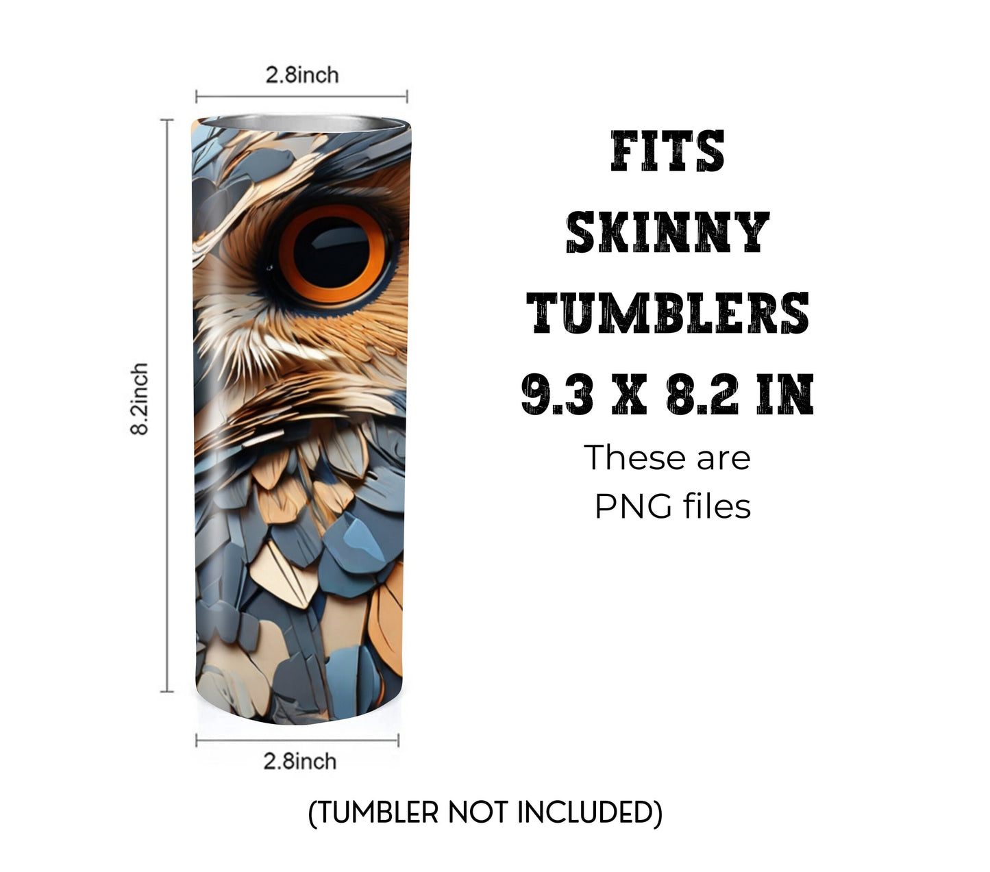 Owl 20 oz Skinny Tumbler Sublimation Design - PNG Instant  - DIGITAL DOWNLOAD