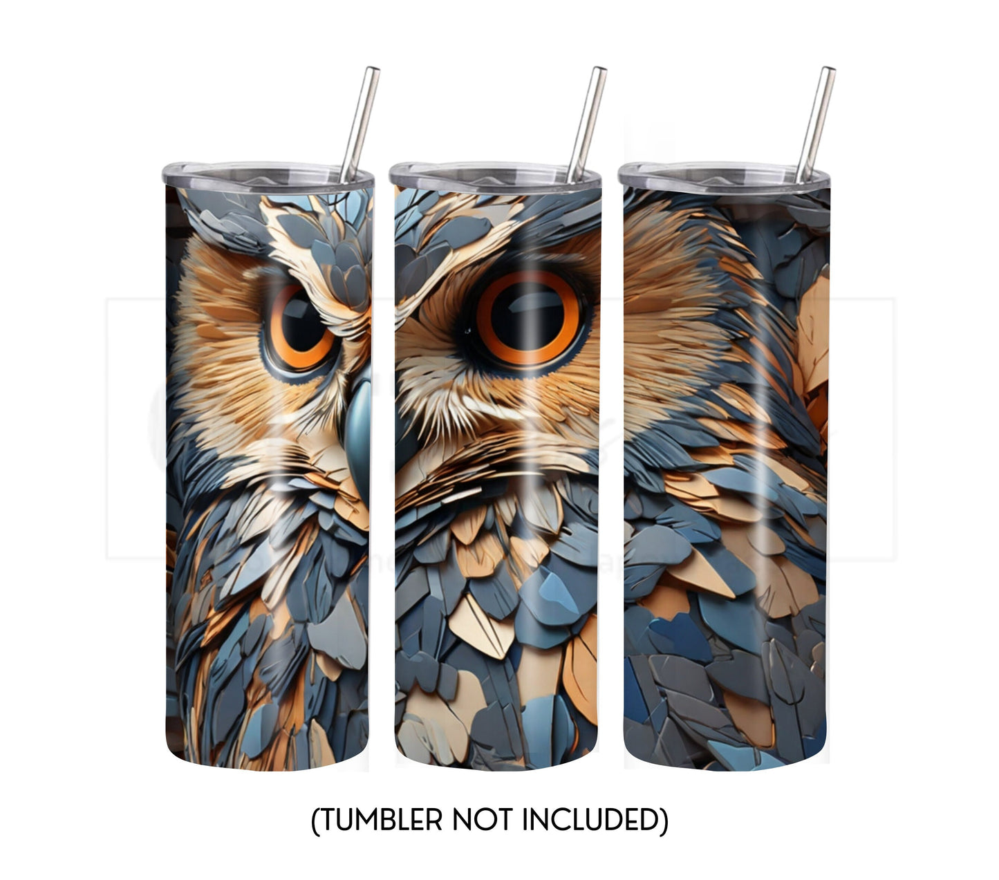 Owl 20 oz Skinny Tumbler Sublimation Design - PNG Instant  - DIGITAL DOWNLOAD