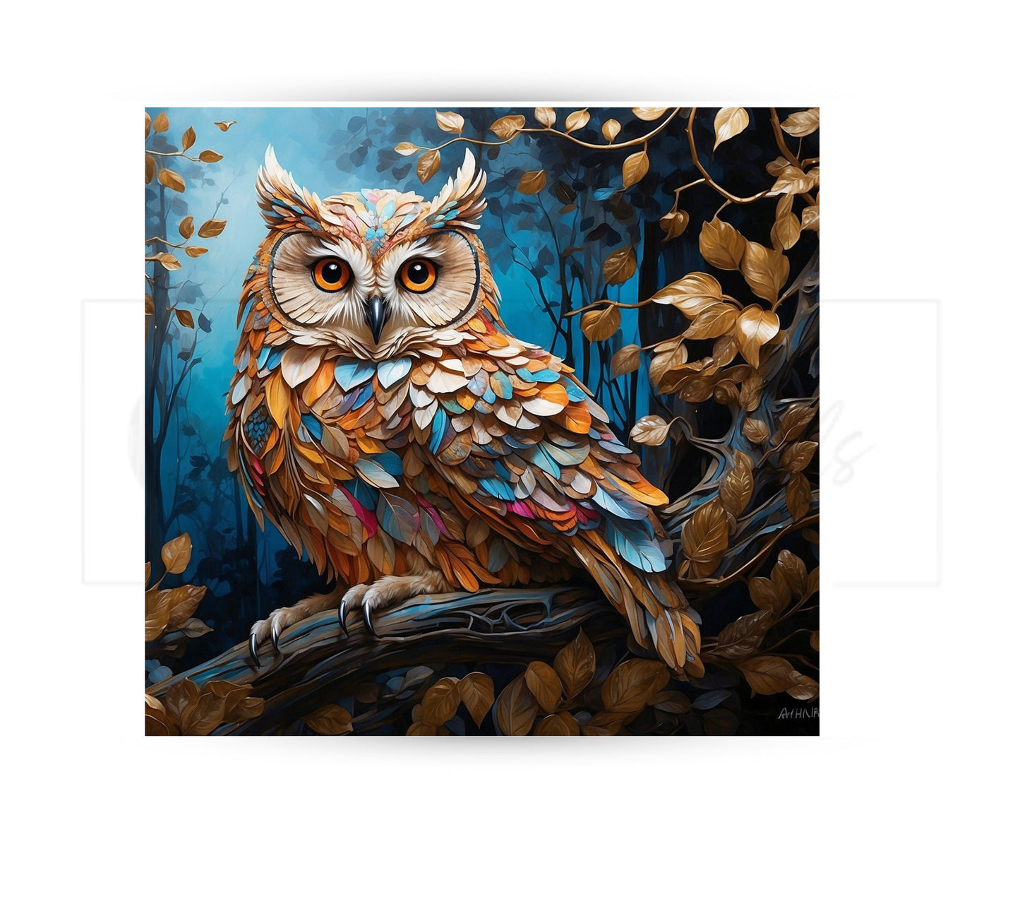 Owl 20 oz Skinny Tumbler Sublimation Design - PNG Instant  - DIGITAL DOWNLOAD