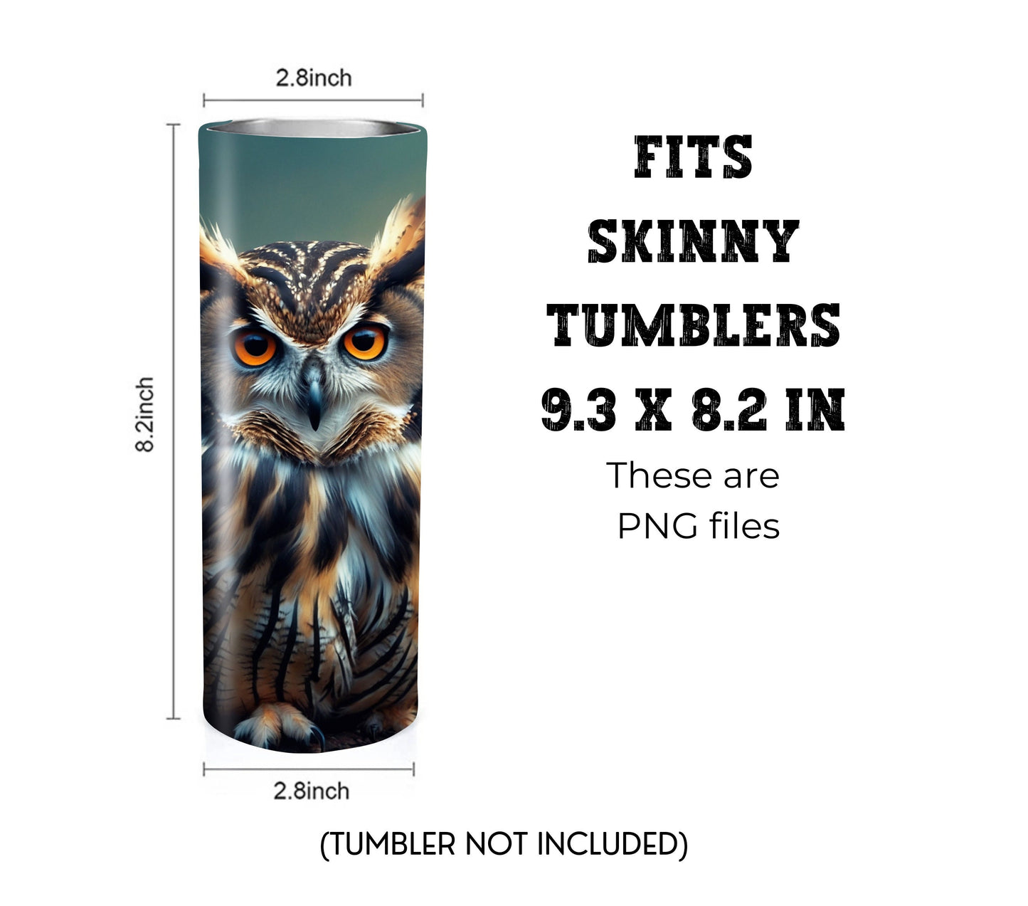 Owl 20 oz Skinny Tumbler Sublimation Design - PNG Instant  - DIGITAL DOWNLOAD