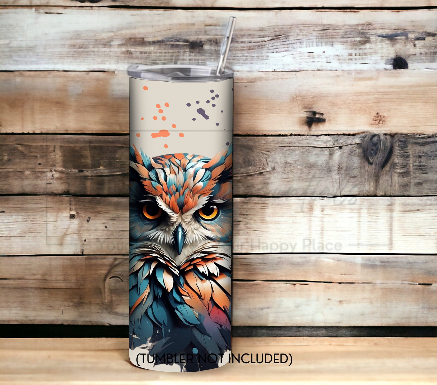 Colorful Owl 20 oz Skinny Tumbler Sublimation Design - PNG Instant  - DIGITAL DOWNLOAD