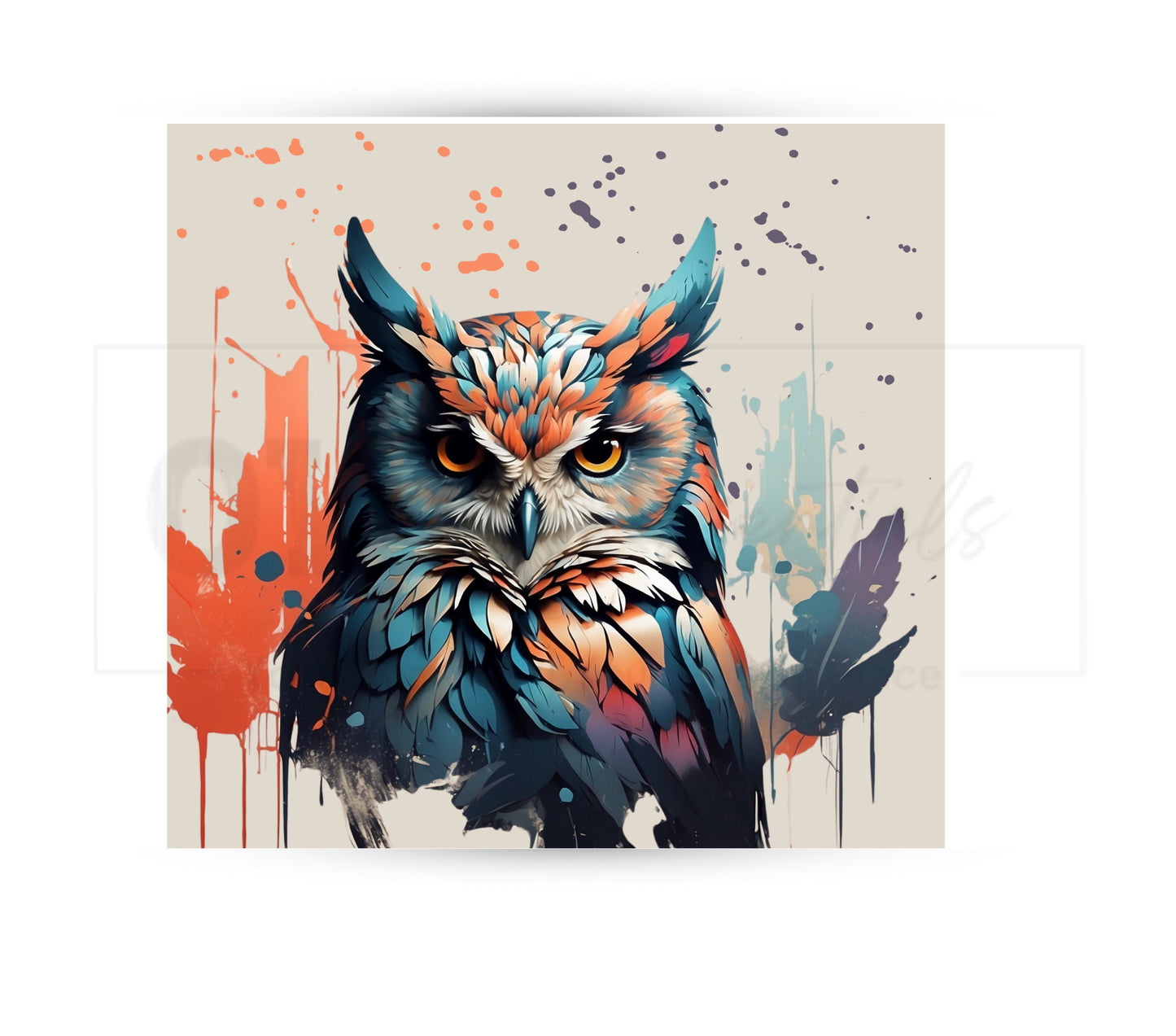 Colorful Owl 20 oz Skinny Tumbler Sublimation Design - PNG Instant  - DIGITAL DOWNLOAD