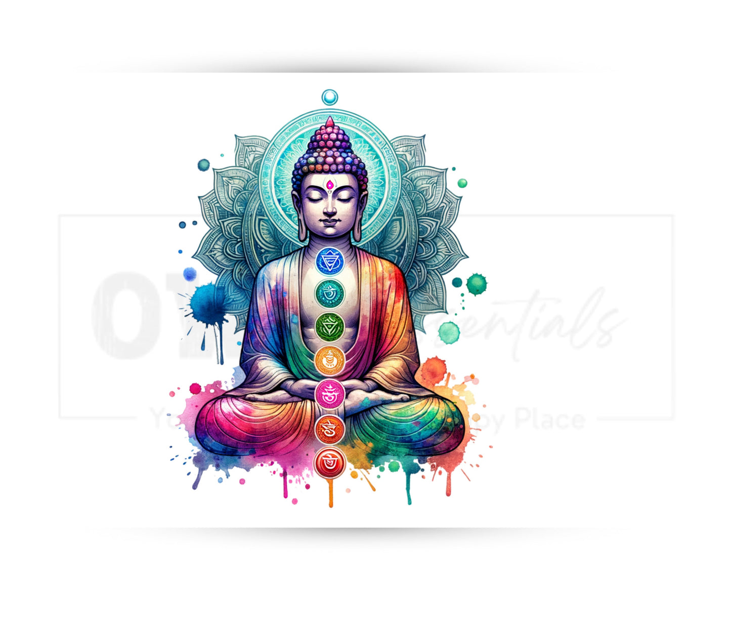 Colorful Buddha 20 oz Skinny Tumbler Sublimation Design - PNG Instant  - DIGITAL DOWNLOAD