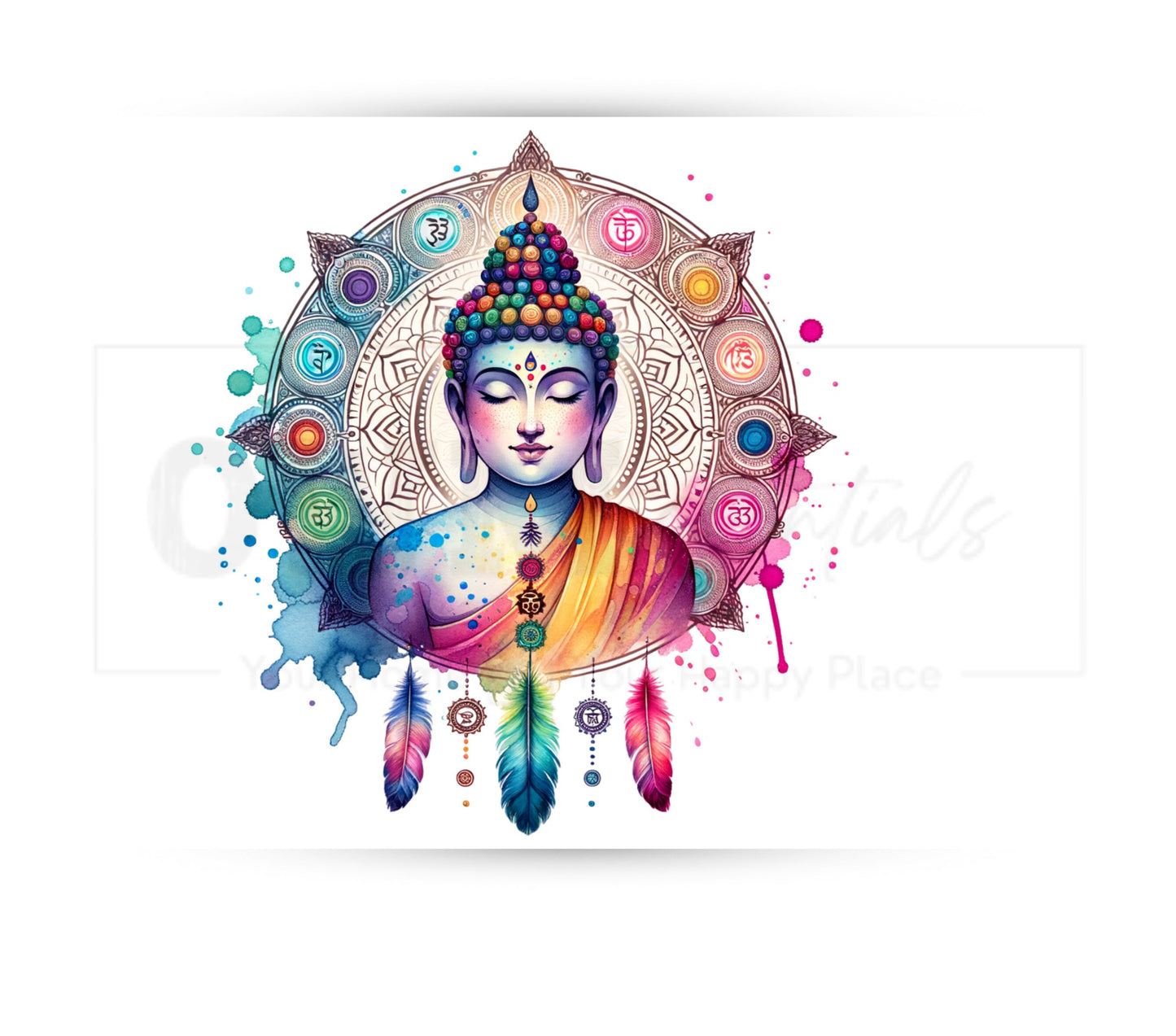 Colorful Buddha 20 oz Skinny Tumbler Sublimation Design - PNG Instant  - DIGITAL DOWNLOAD