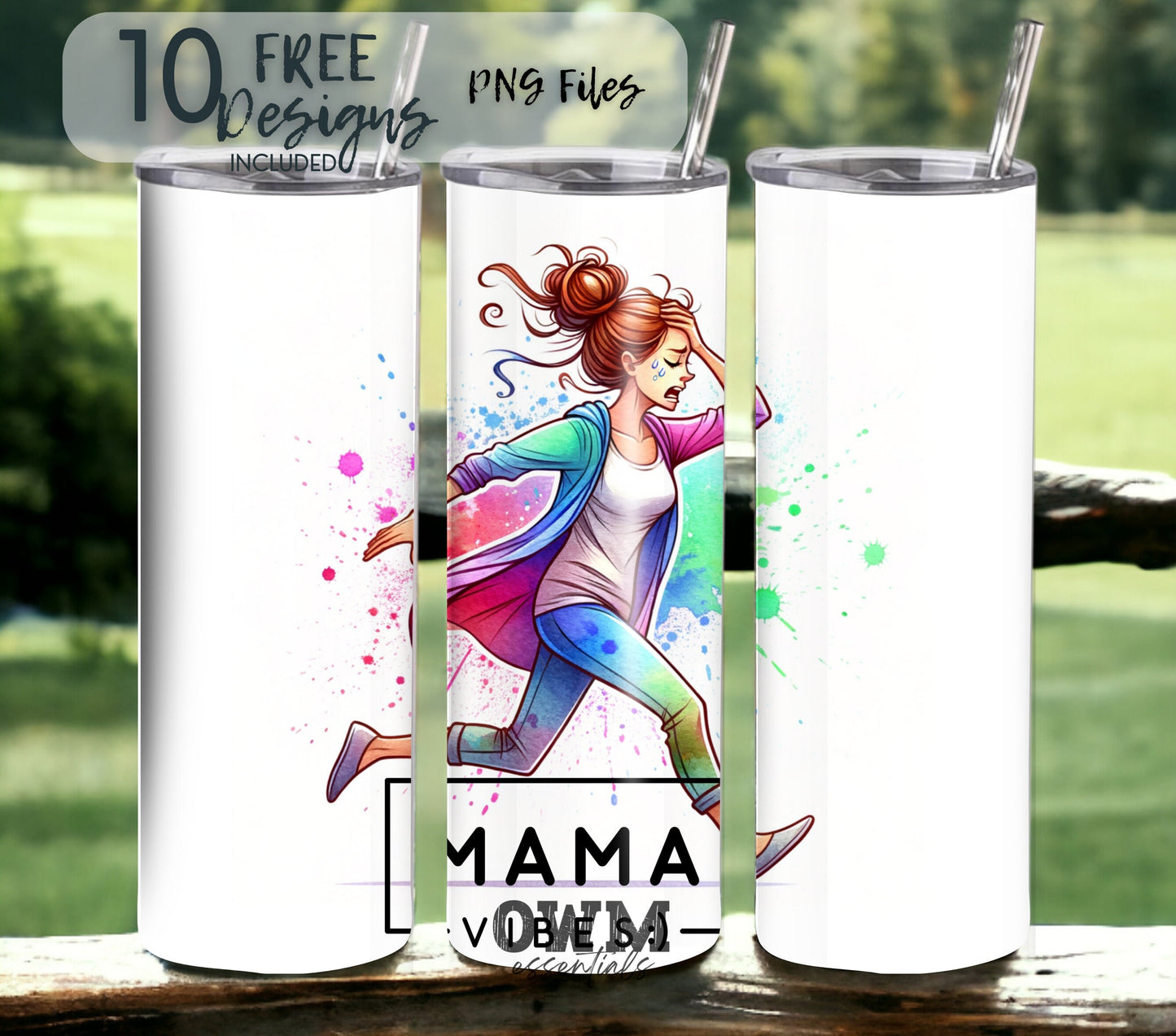 Mama Vibes 20 oz Skinny Tumbler Sublimation Design - PNG Instant  - DIGITAL DOWNLOAD