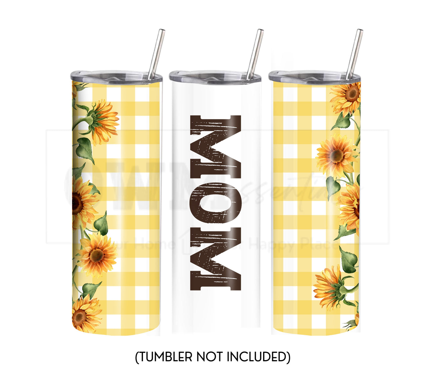Plaid Sunflower Mom 20 oz Skinny Tumbler Sublimation Design - PNG Instant  - DIGITAL DOWNLOAD