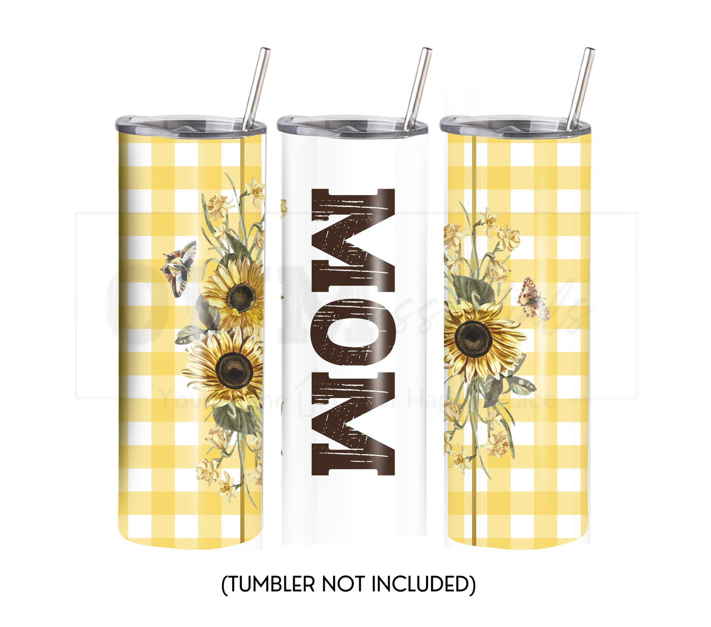 Plaid Sunflower Mom 20 oz Skinny Tumbler Sublimation Design - PNG Instant  - DIGITAL DOWNLOAD
