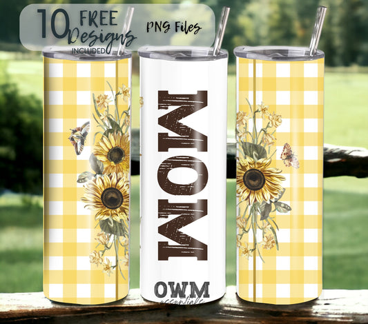 plaid sunflower mothers day tumbler