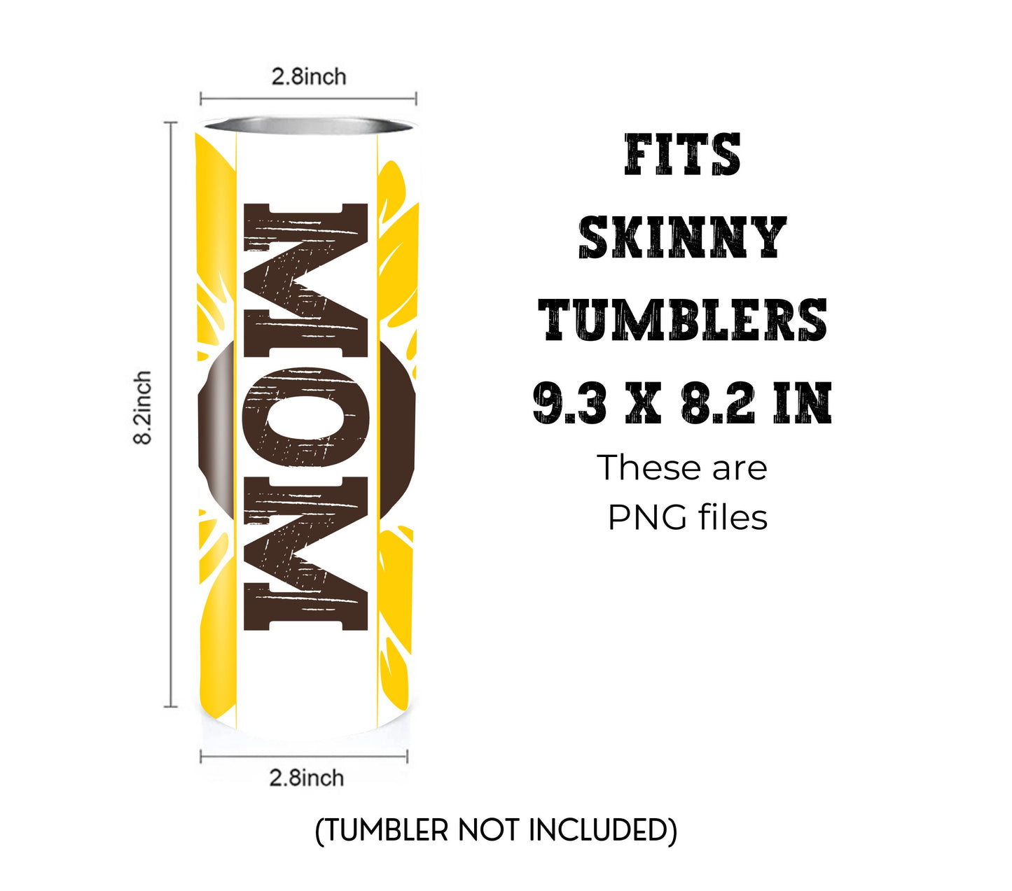 Sunflower Mom 20 oz Skinny Tumbler Sublimation Design - PNG Instant  - DIGITAL DOWNLOAD