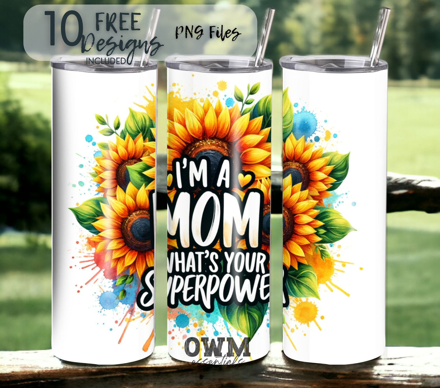 I'm a Mom 20 oz Skinny Tumbler Sublimation Design - PNG Instant  - DIGITAL DOWNLOAD
