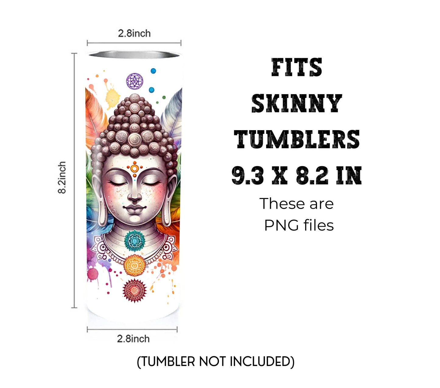 Colorful Buddha 20 oz Skinny Tumbler Sublimation Design - PNG Instant  - DIGITAL DOWNLOAD