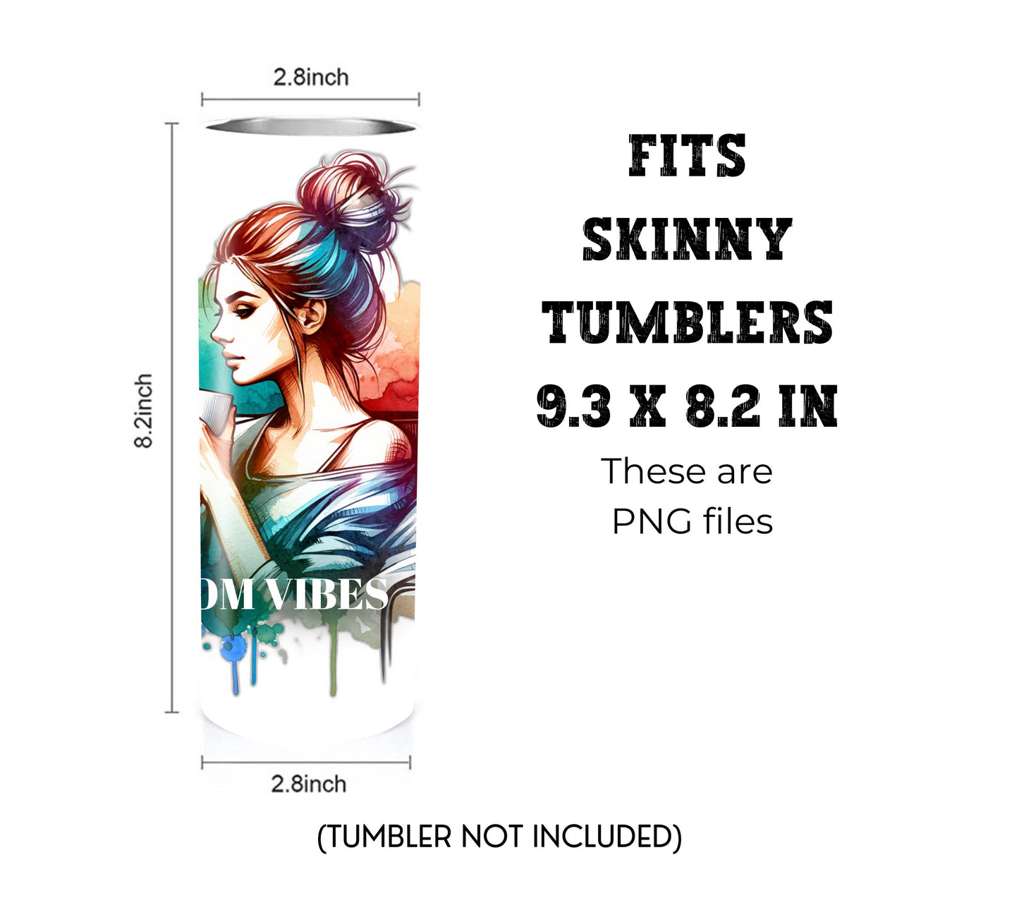 Running on Caffeine an Mom Vibes 20 oz Skinny Tumbler Sublimation Design - PNG Instant  - DIGITAL DOWNLOAD