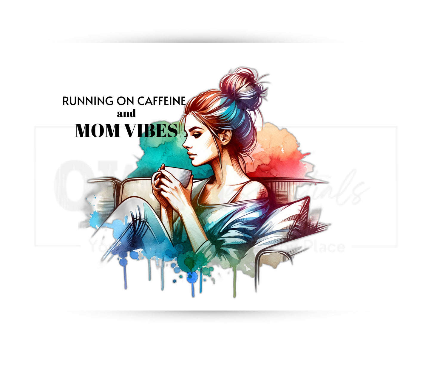 Running on Caffeine an Mom Vibes 20 oz Skinny Tumbler Sublimation Design - PNG Instant  - DIGITAL DOWNLOAD