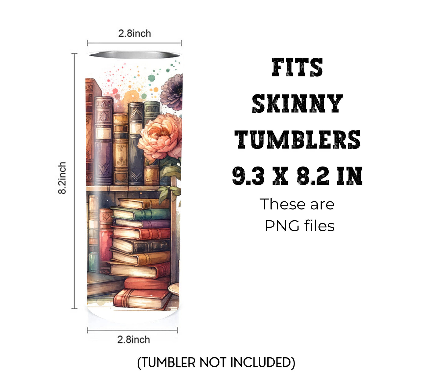 Book Lovers 20 oz Skinny Tumbler Sublimation Design - PNG Instant  - DIGITAL DOWNLOAD