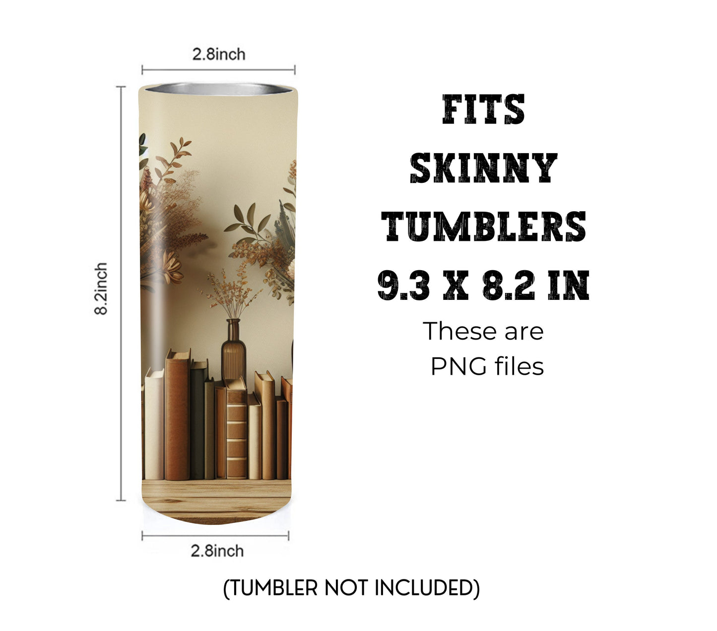 Book Lovers 20 oz Skinny Tumbler Sublimation Design - PNG Instant  - DIGITAL DOWNLOAD