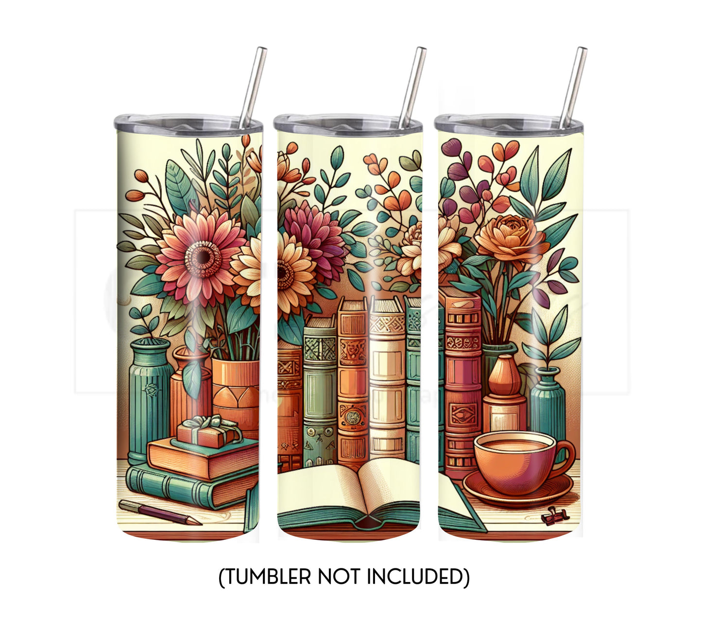 Book Lovers 20 oz Skinny Tumbler Sublimation Design - PNG Instant  - DIGITAL DOWNLOAD
