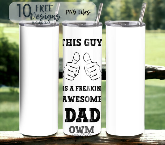 Father's Day 20 oz Skinny Tumbler Sublimation Design - PNG Instant  - DIGITAL DOWNLOAD