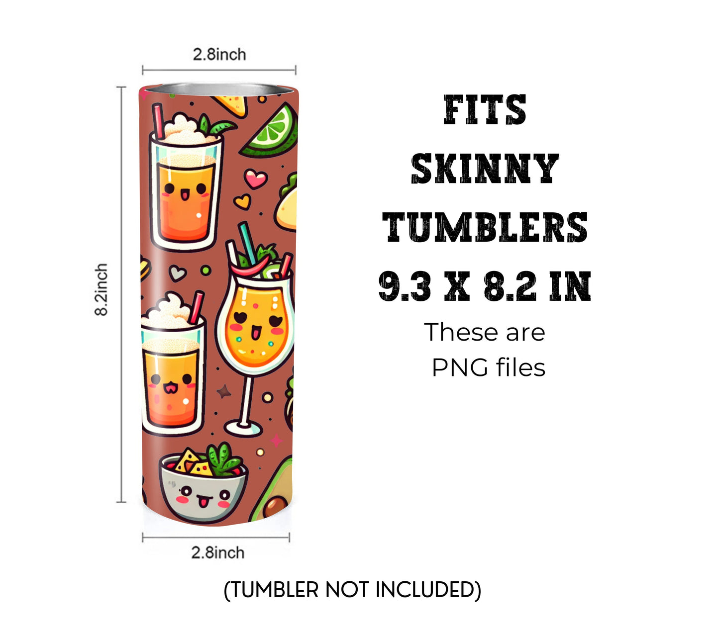 Tacos and Tequila Cinco De Mayo 20 oz Skinny Tumbler Sublimation Design - Seamless - PNG Instant  - DIGITAL DOWNLOAD