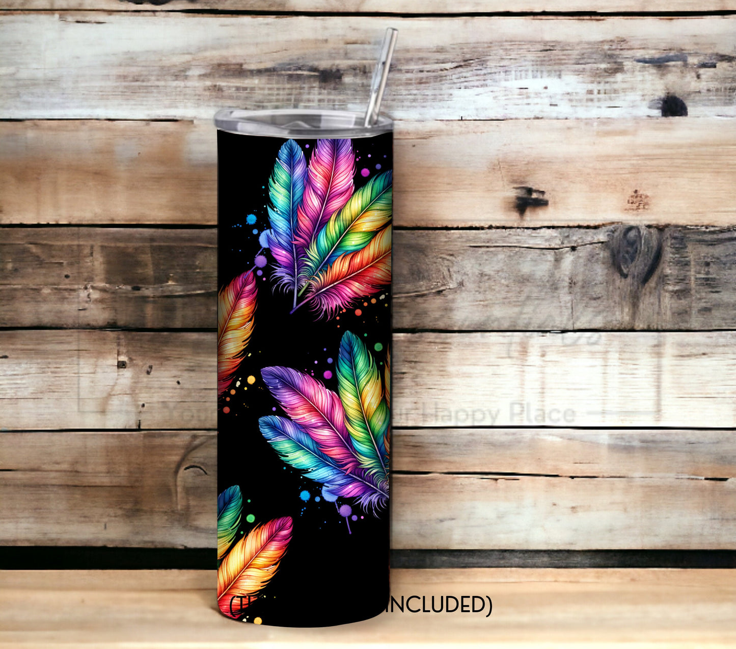 Boho Feathers 20 oz Skinny Tumbler Sublimation Design - PNG Instant  - DIGITAL DOWNLOAD