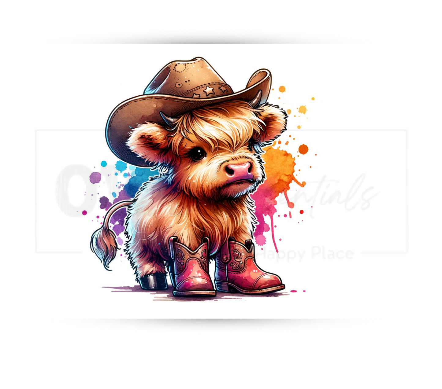 Highland Cow Cowboy Hat and Boots 20 oz Skinny Tumbler Sublimation Design - PNG Instant  - DIGITAL DOWNLOAD