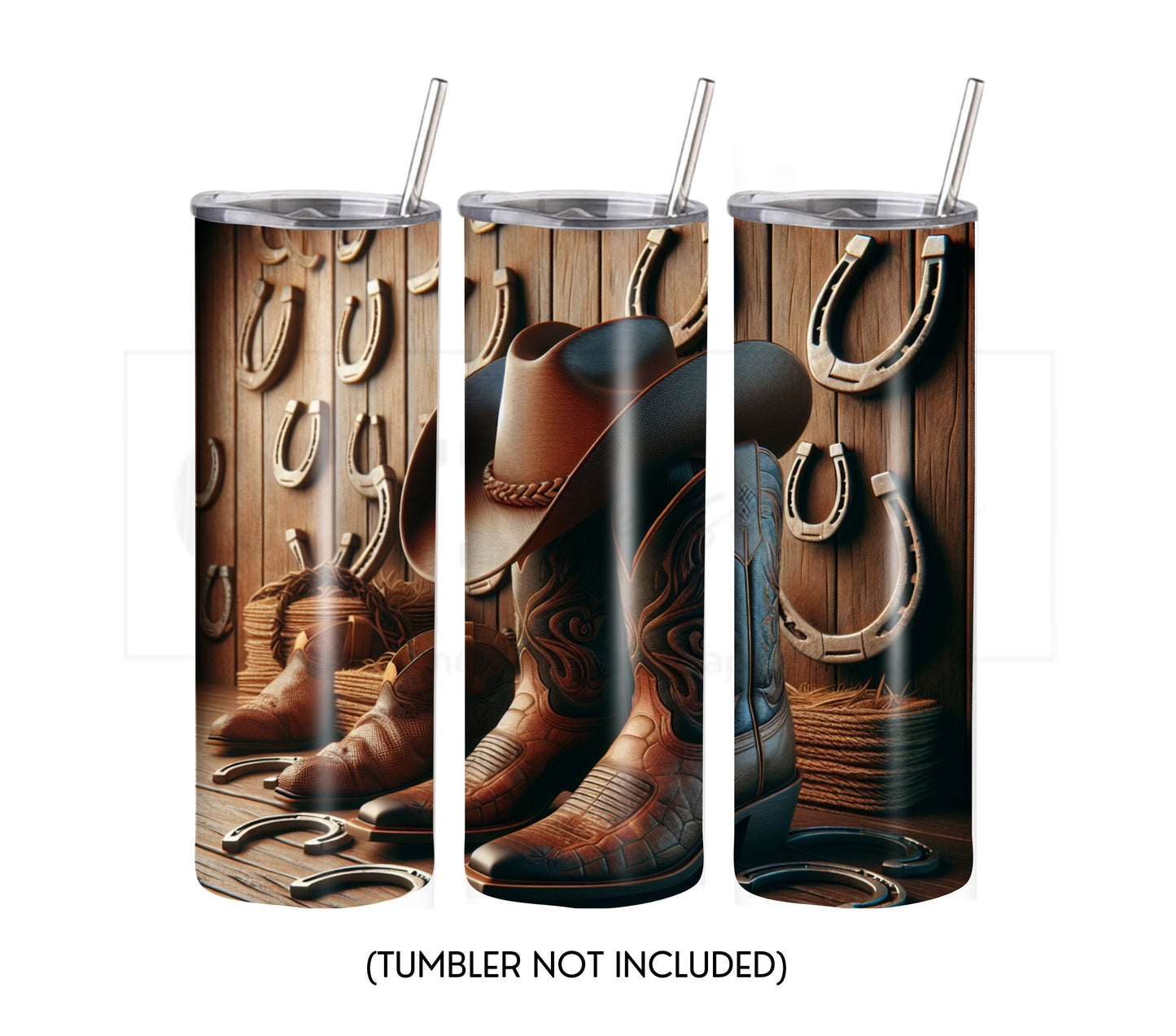 Cowboy Hat and Boots 20 oz Skinny Tumbler Sublimation Design - PNG Instant  - DIGITAL DOWNLOAD