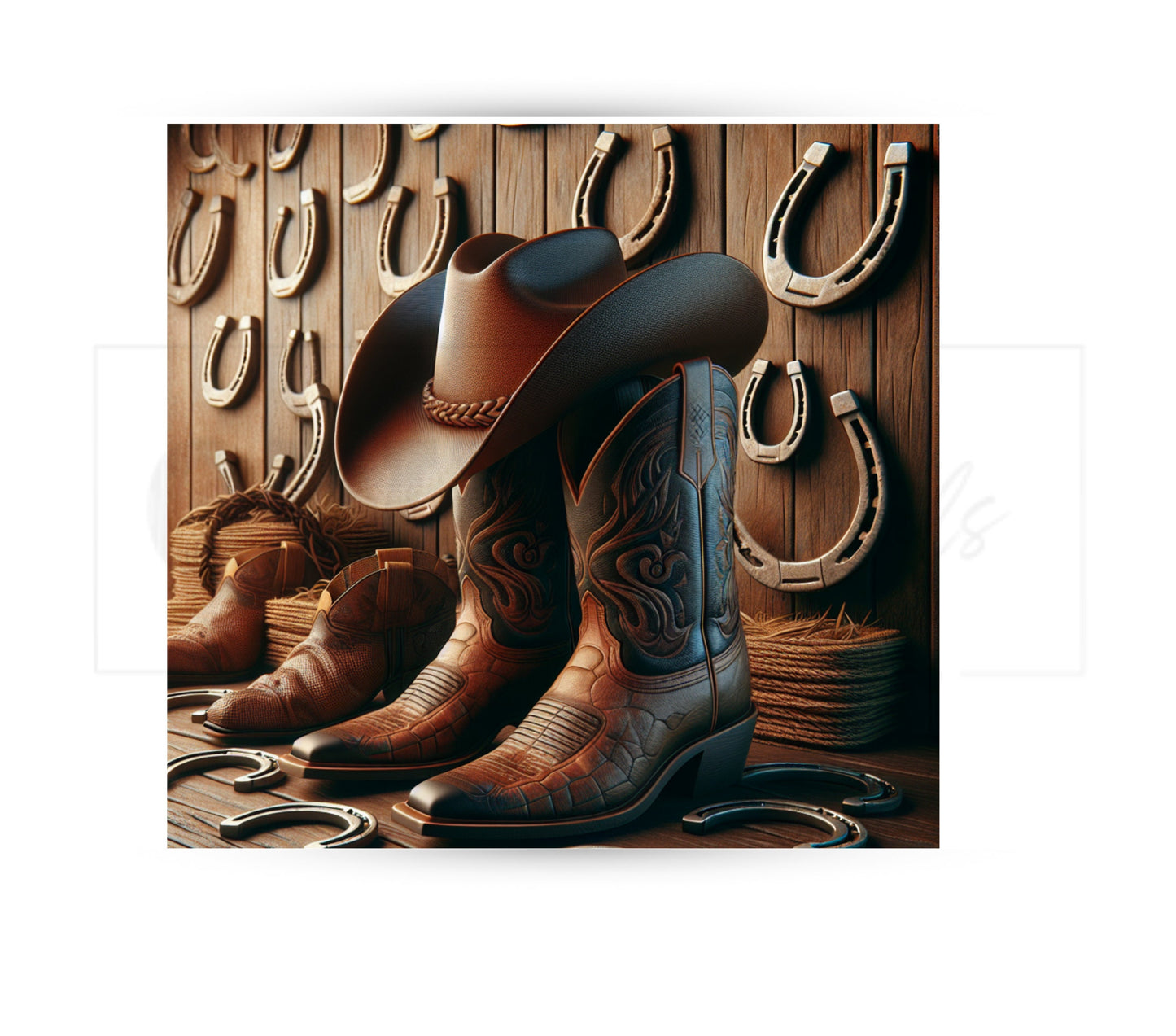Cowboy Hat and Boots 20 oz Skinny Tumbler Sublimation Design - PNG Instant  - DIGITAL DOWNLOAD