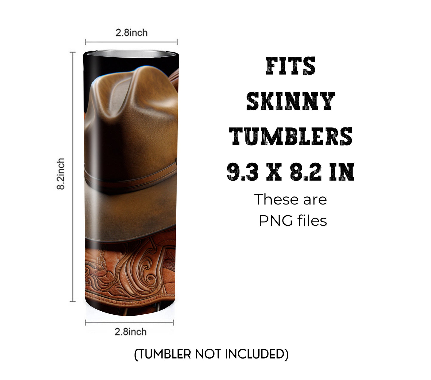 Cowboy Hat and Boots 20 oz Skinny Tumbler Sublimation Design - PNG Instant  - DIGITAL DOWNLOAD