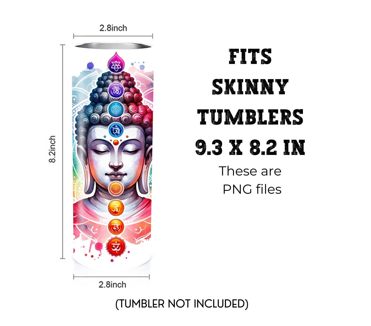 Colorful Buddha 20 oz Skinny Tumbler Sublimation Design - PNG Instant  - DIGITAL DOWNLOAD